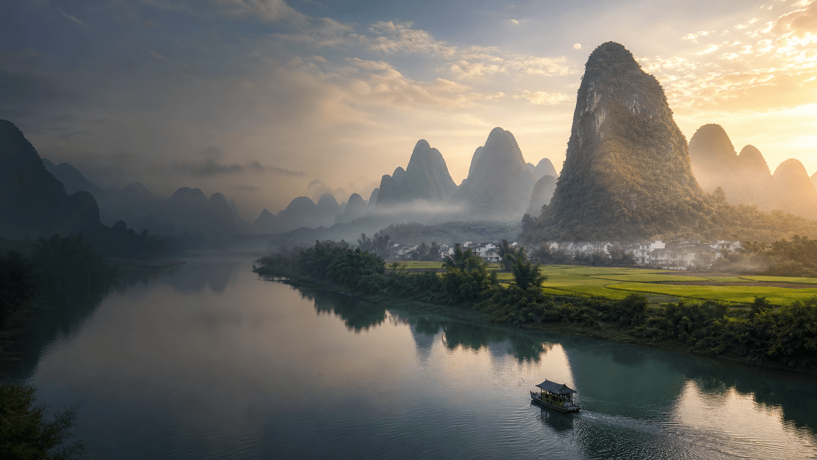 Guilin river and karst mountains